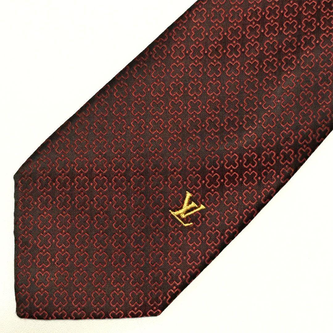 未使用級 ルイヴィトン Louis Vuitton ネクタイ ワインレッド 総柄