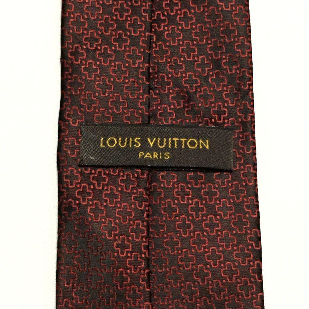 未使用級 ルイヴィトン Louis Vuitton ネクタイ ワインレッド 総柄