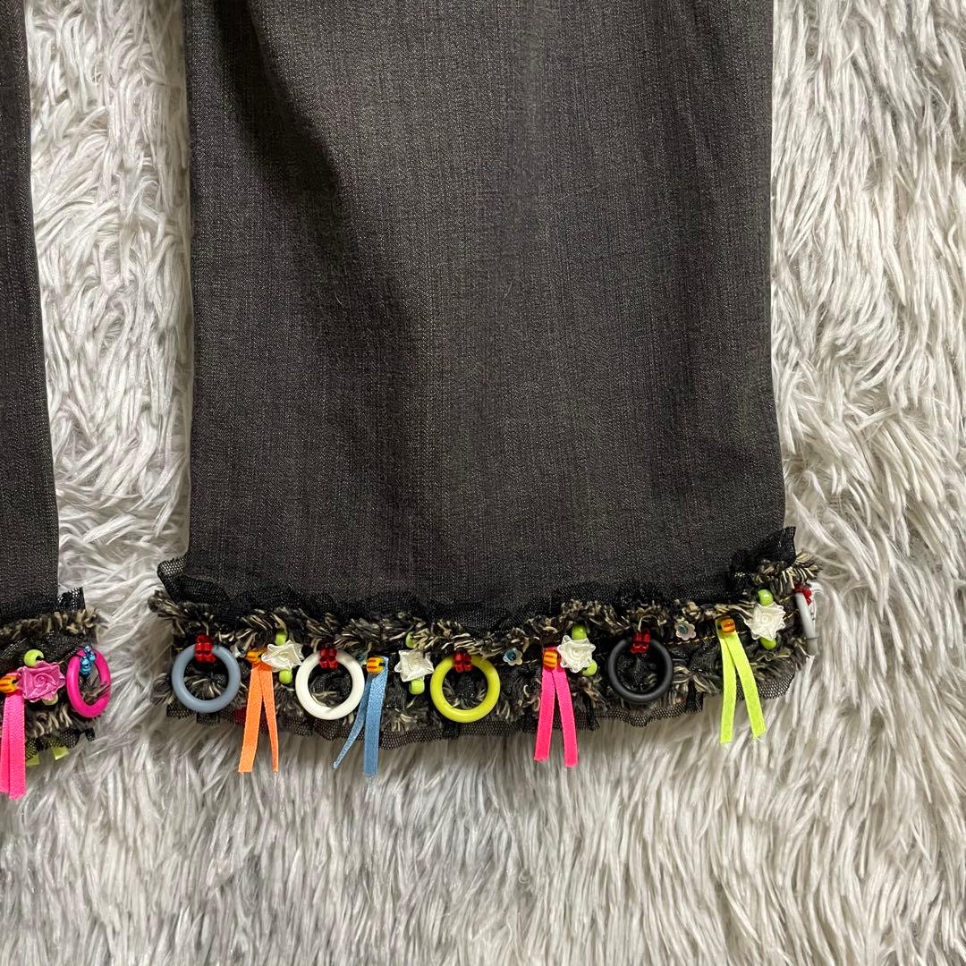 【美品】アルベロベロ オレボレブラ ぶたさん フリンジ ブラック デニム L