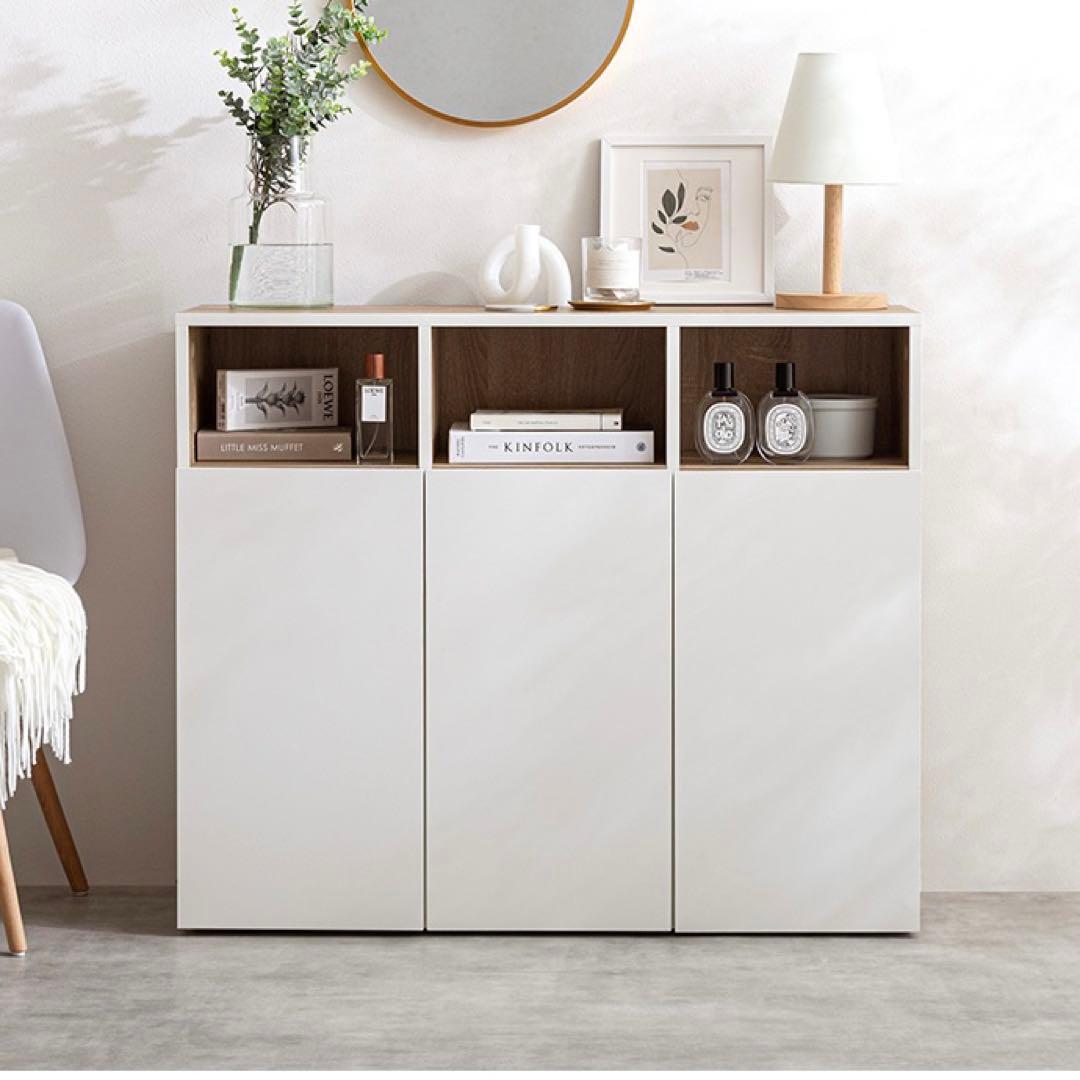 【幅96cm】Canon キャビネット 収納 バイカラー