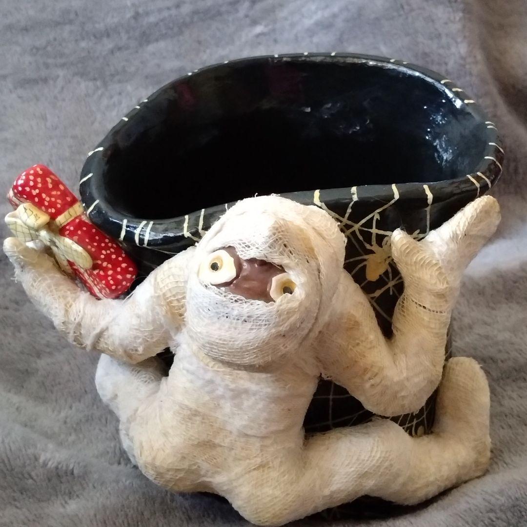 アジアンヴィンテージ　ハロウィン ミイラと蜘蛛　鉛筆立て　小物入れ　コップ