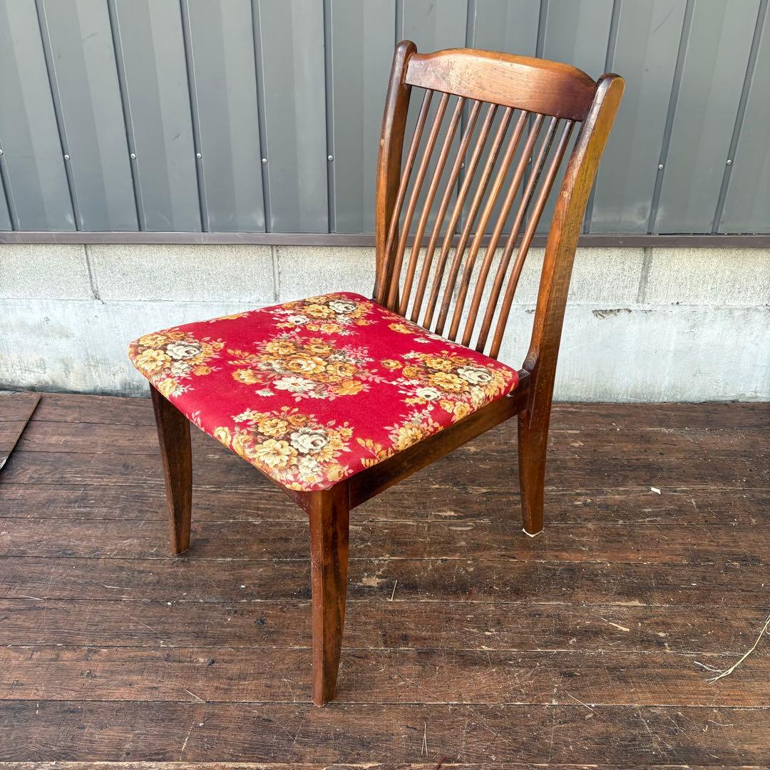 B4① 昭和レトロ アイエフ家具 木製 花柄ダイニングチェア ビンテージ 古家具