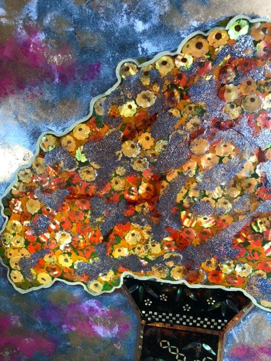 工芸パネル　青貝の花　送料込み