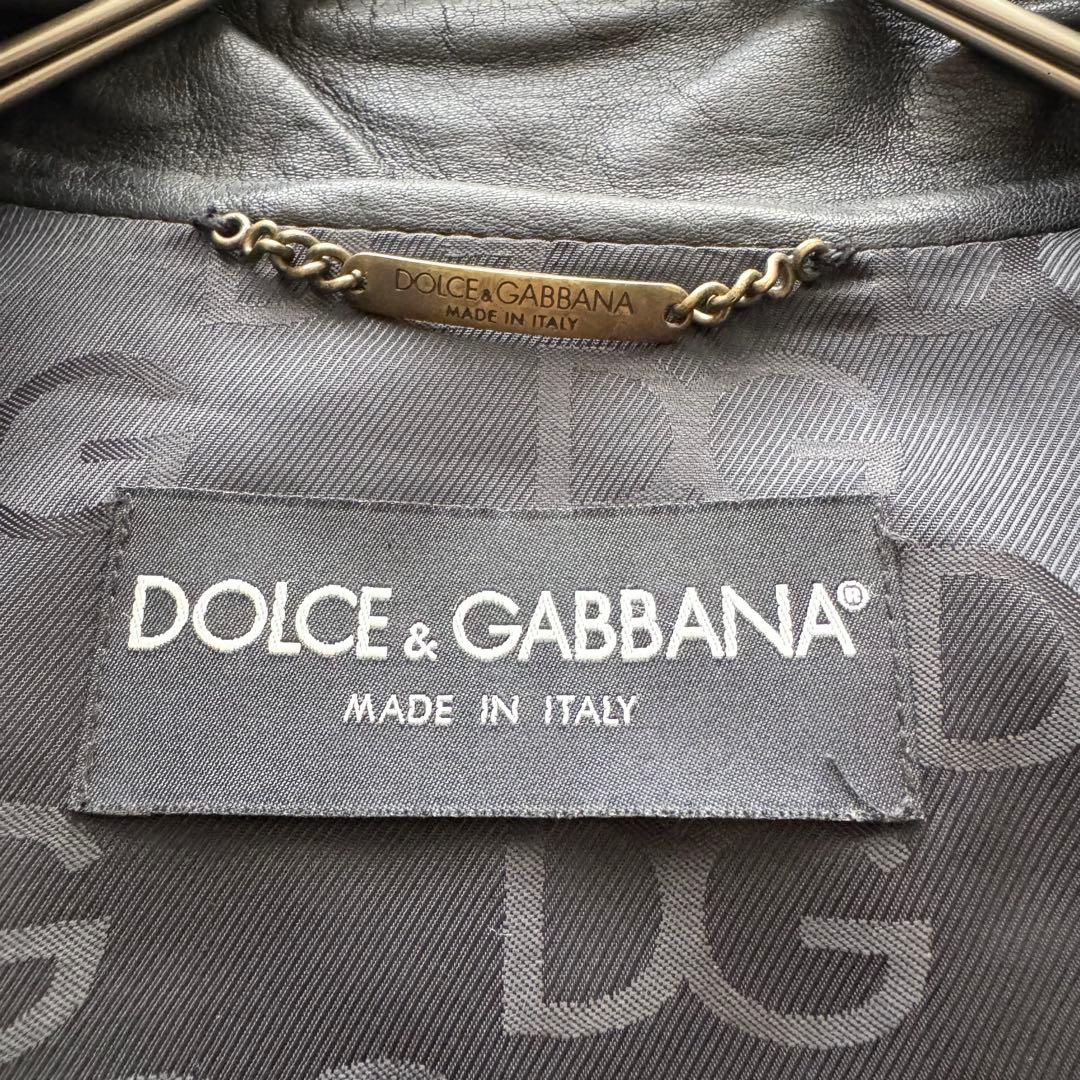 美品【ドルチェ＆ガッバーナ】ライイダース　ラムレザー　黒　裏地DGロゴ