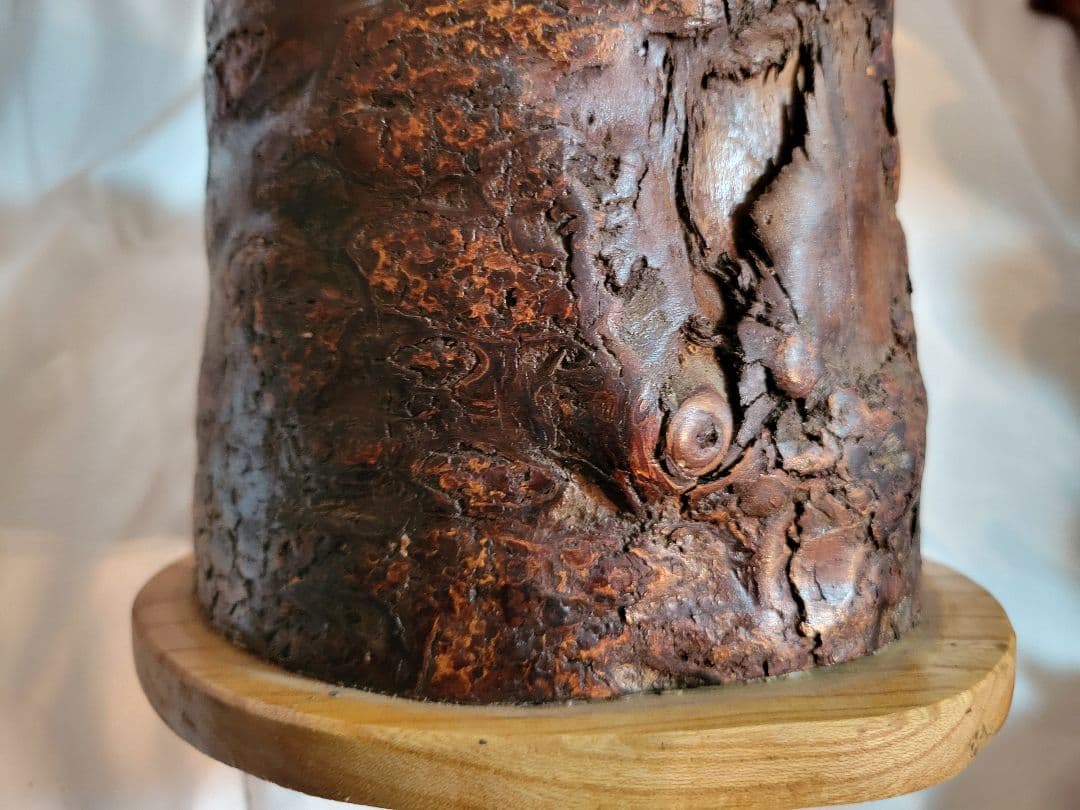 天然木製　円筒形小物入