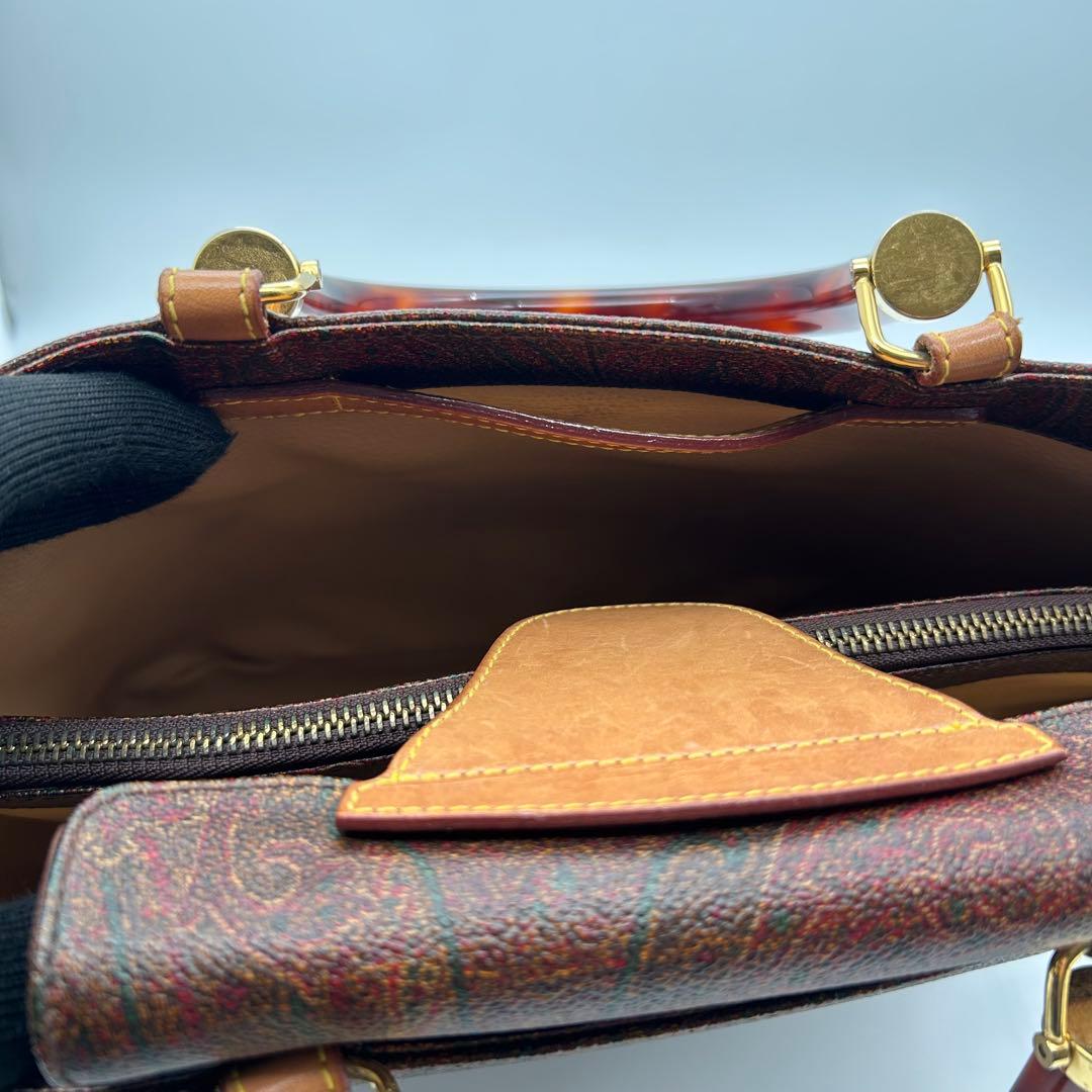 美品　ETRO　エトロ　トートバッグ　pvc　ベッコウ　ロゴ　ペイズリー柄　A4