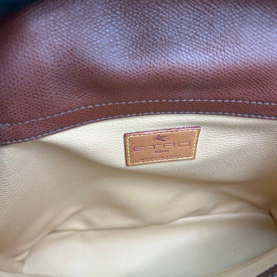 美品　ETRO　エトロ　トートバッグ　pvc　ベッコウ　ロゴ　ペイズリー柄　A4