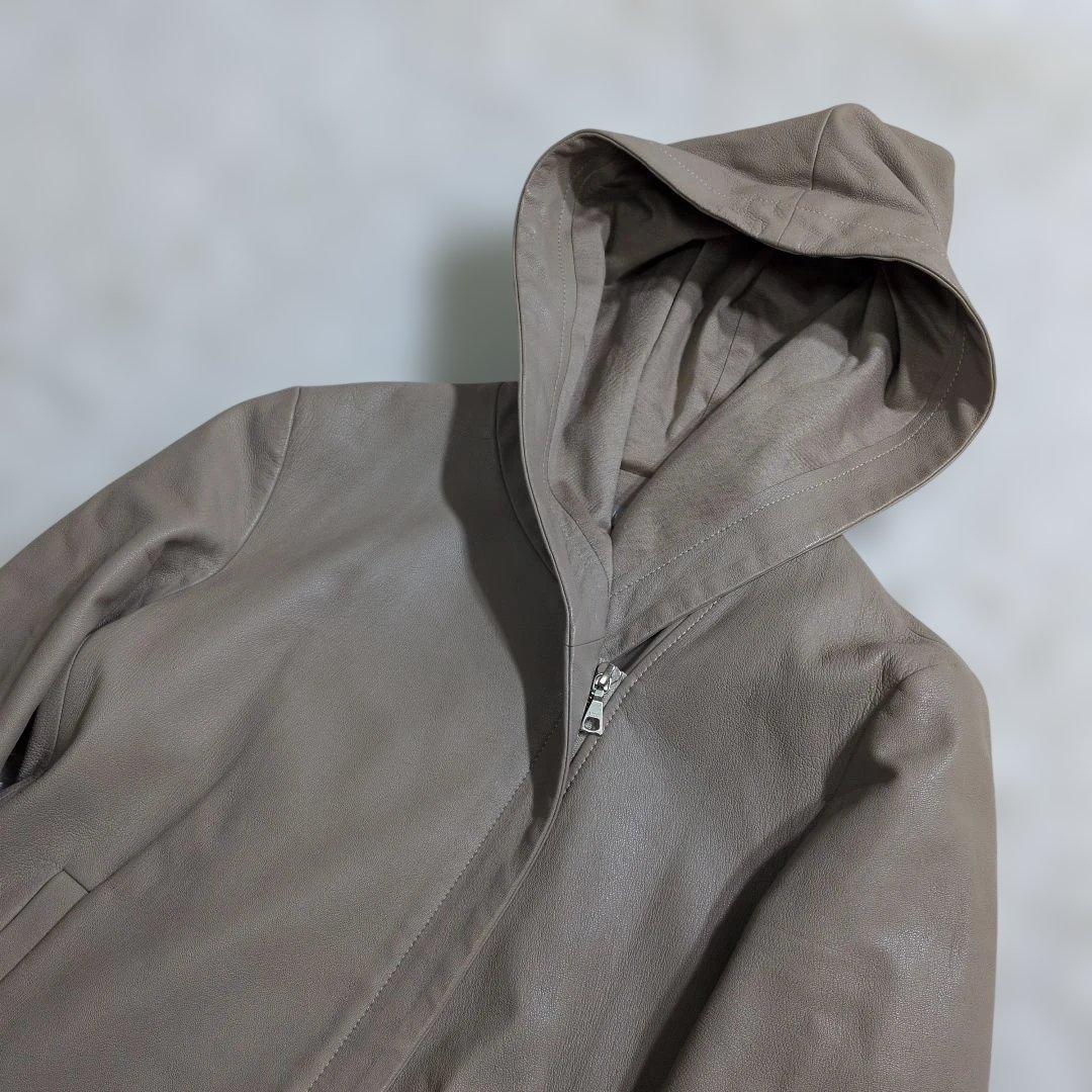 極美品Theory luxe 羊革 スーパーソフトレザー フーデッドジャケット