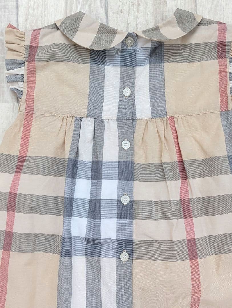 Riii＊【BURBERRY】未使用メガチェックワンピース24M 92cm