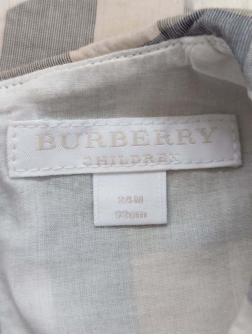 Riii＊【BURBERRY】未使用メガチェックワンピース24M 92cm