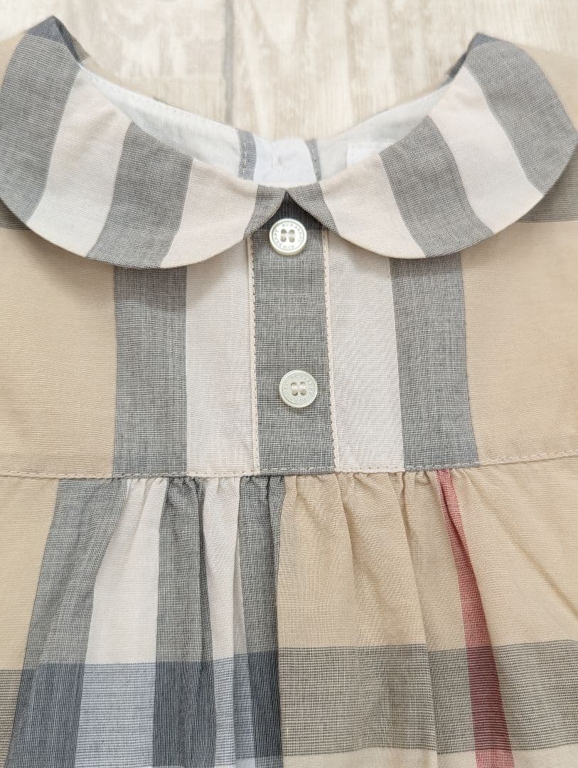 Riii＊【BURBERRY】未使用メガチェックワンピース24M 92cm