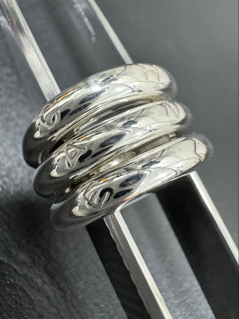 CHANEL シャネル ロゴ 3連リング SV925 ヴィンテージ13号〜14号