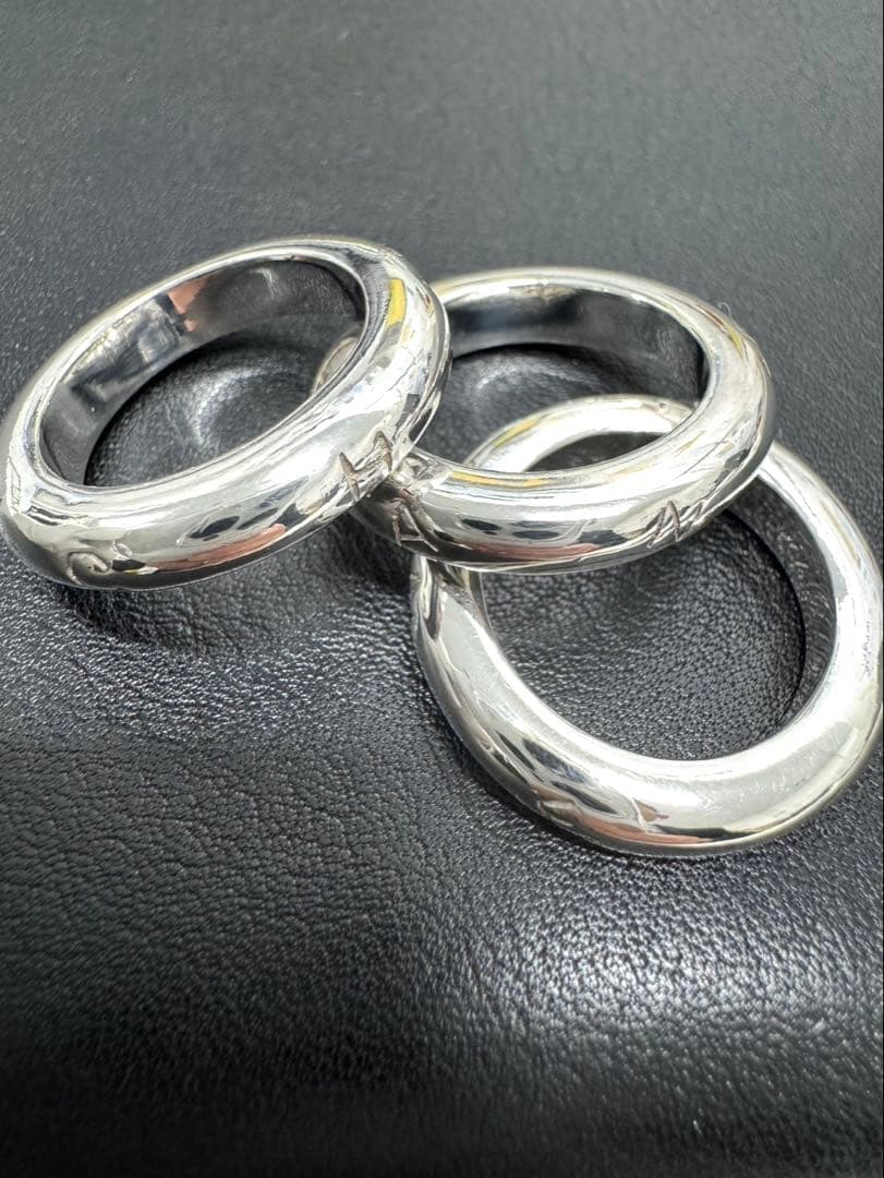 CHANEL シャネル ロゴ 3連リング SV925 ヴィンテージ13号〜14号