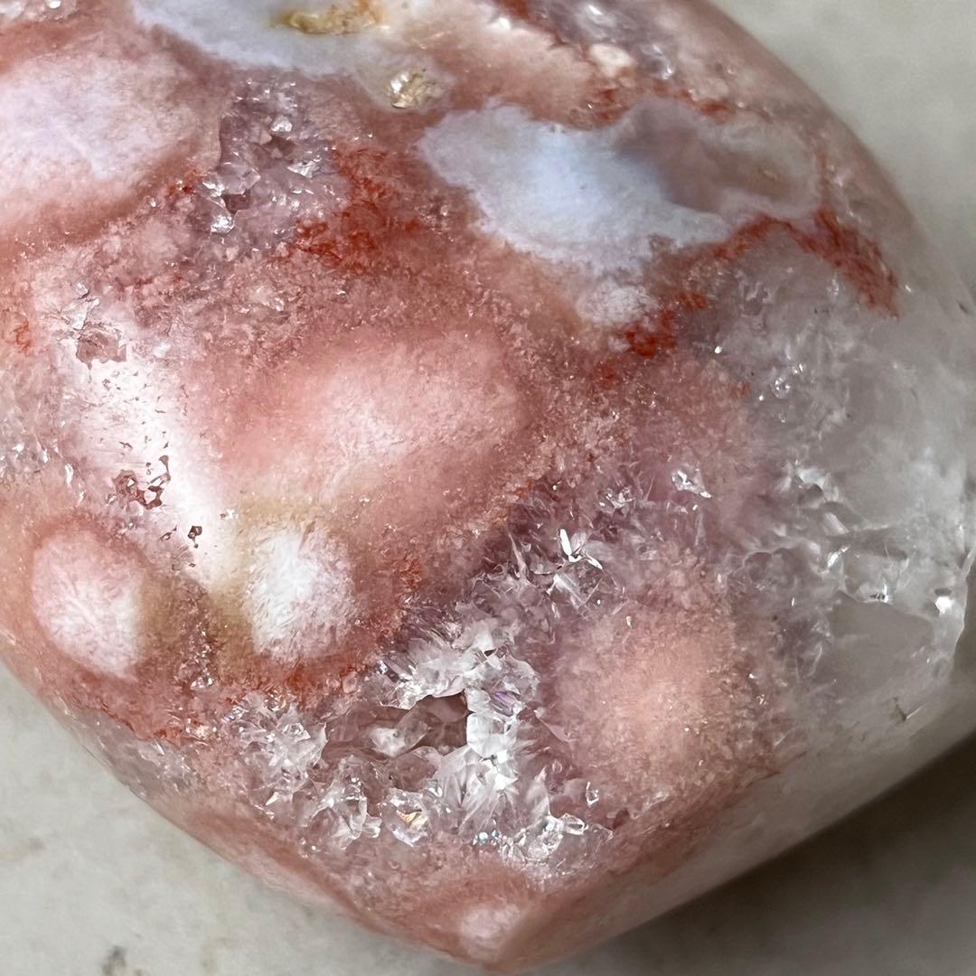 ピンクアメジスト　フラワーアゲート　共生　フリーフォーム　天然石