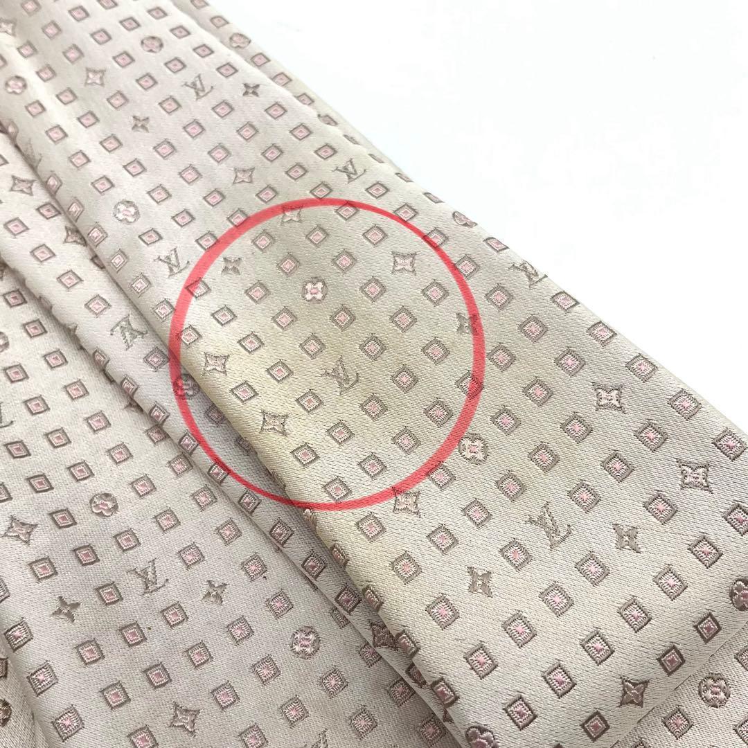 LOUIS VUITTON ヴィトン ネクタイ 白 ピンク モノグラム ドット