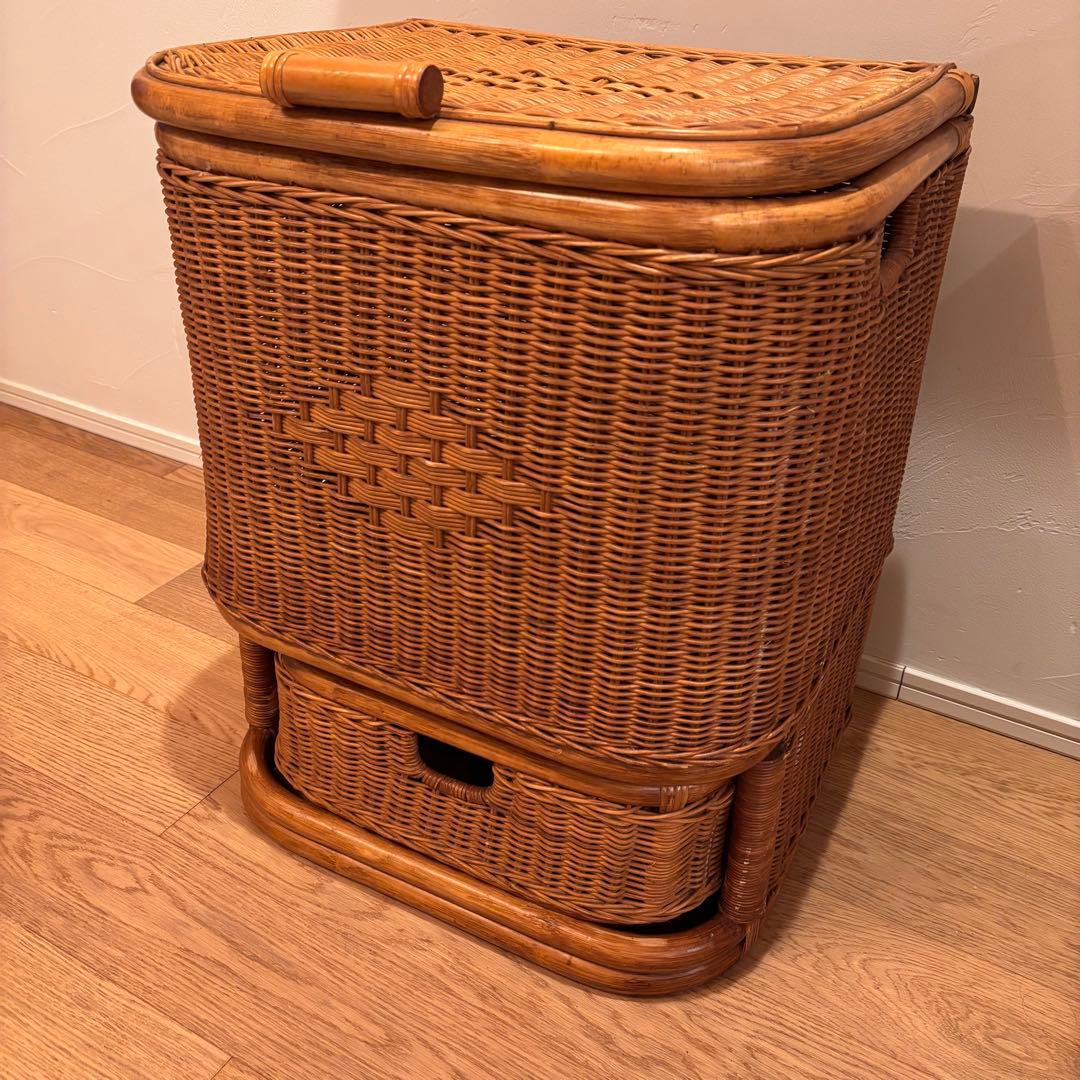 最終価格　特大収納カゴ 蓋付きレトロ 古道具