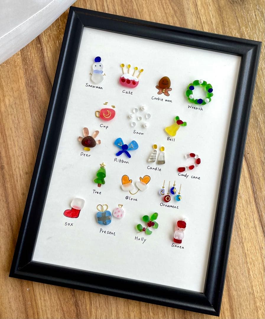 ☆シーグラス　クリスマスアート☆ No.420☆『図鑑 クリスマス』雑貨　置物