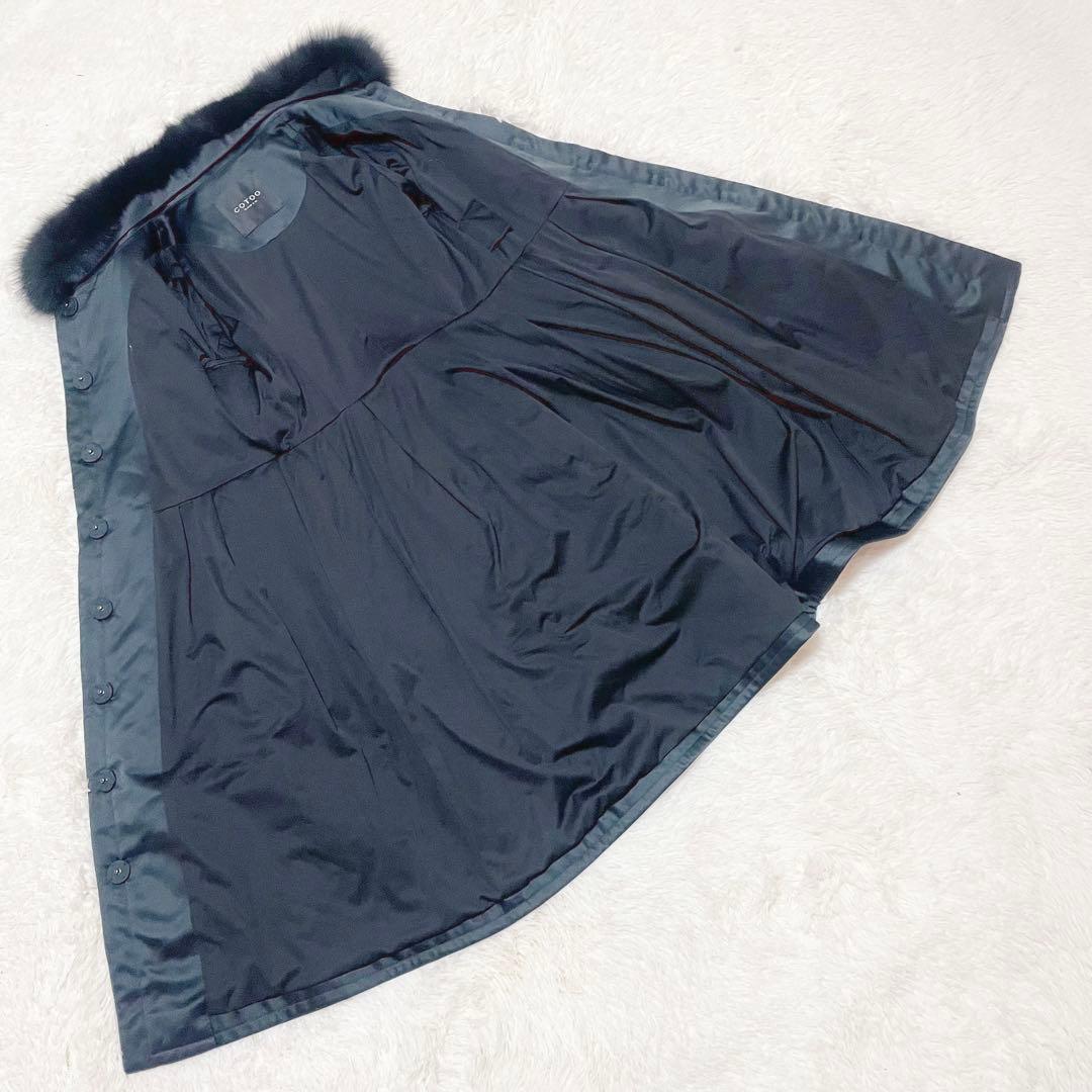 極美品✨COTOO 定価21万ブルーフォックスファー付コート38 イタリア製生地