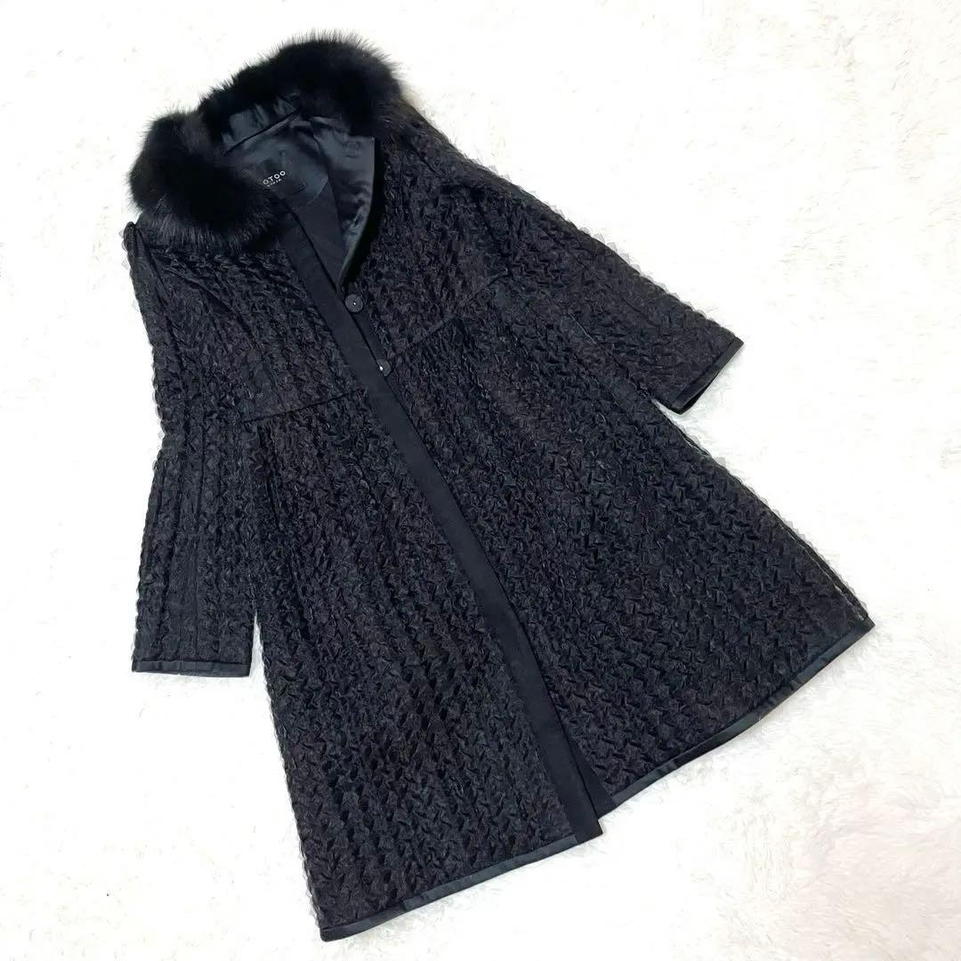 極美品✨COTOO 定価21万ブルーフォックスファー付コート38 イタリア製生地