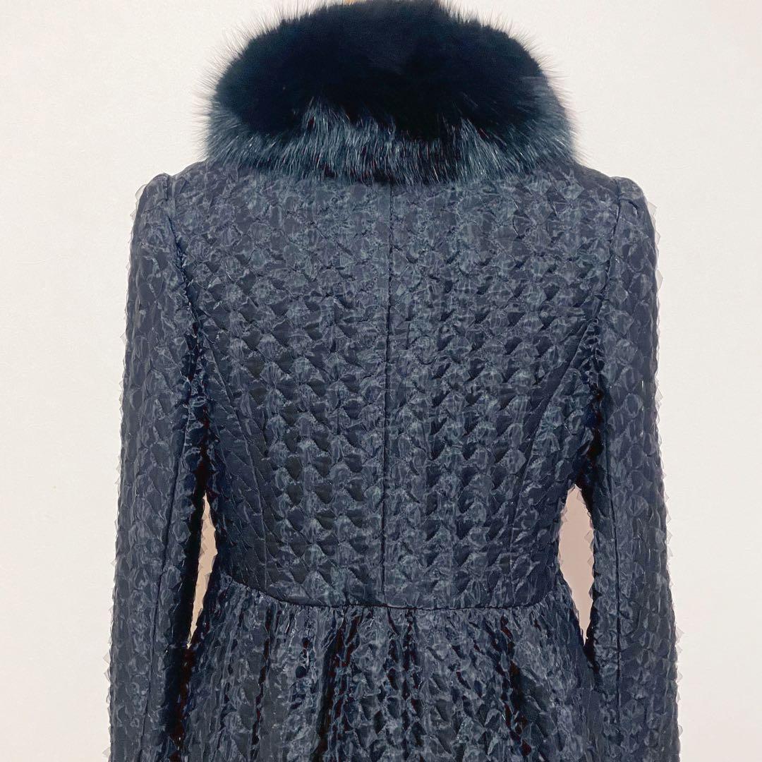 極美品✨COTOO 定価21万ブルーフォックスファー付コート38 イタリア製生地
