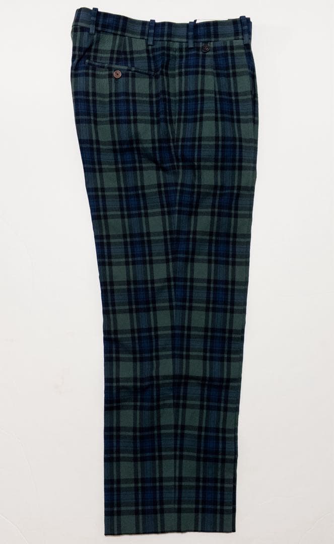 ベルナールザンス ブラックウォッチ 2プリーツスラックス シアサッカー FR38