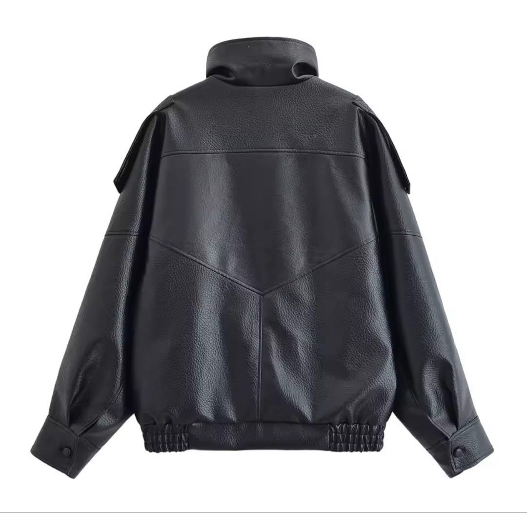 ジャケット・アウター faux leather jacket black jacket