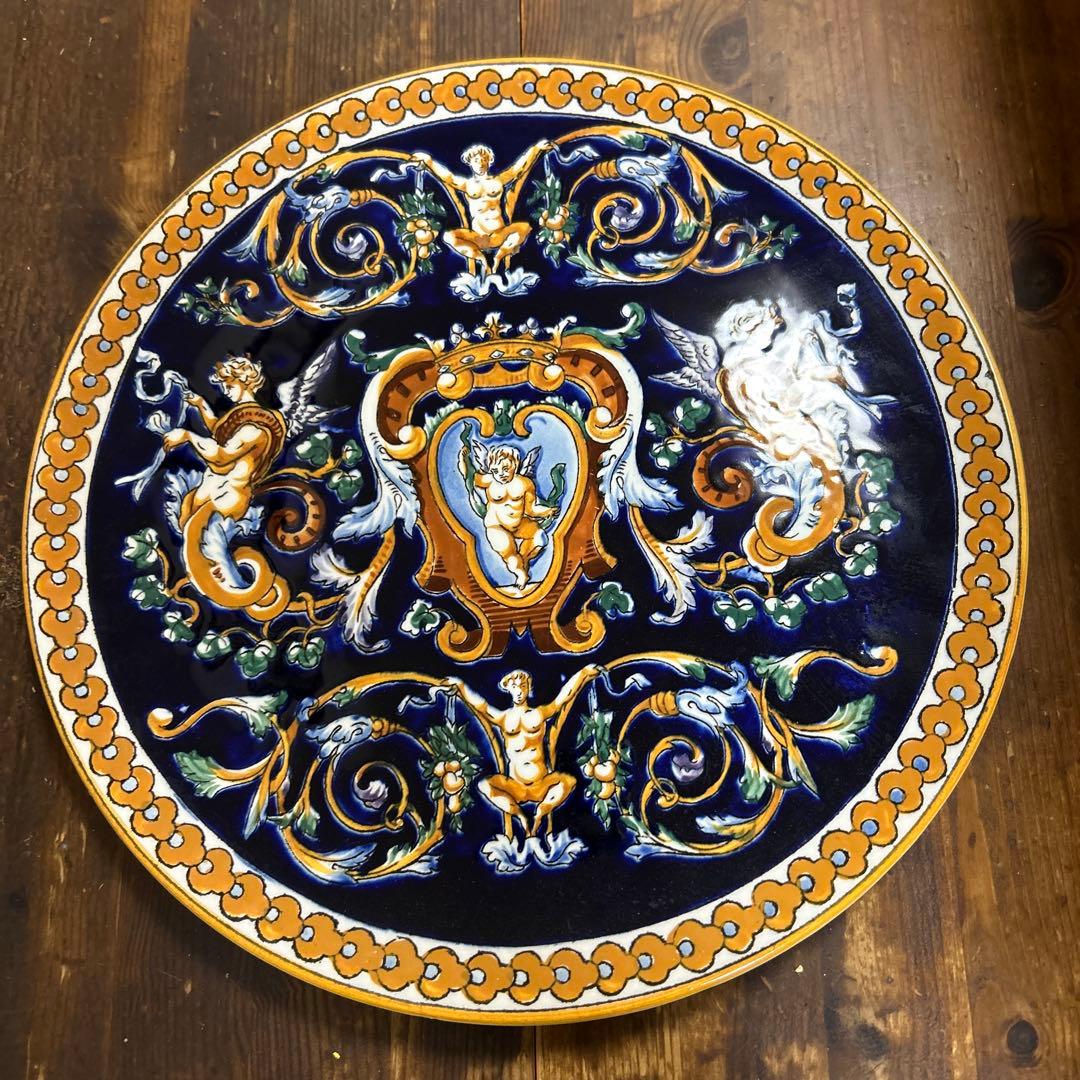 希少　ジアン　GIEN 飾り皿　ハンドペイント フランス　ルネサンス　1900年