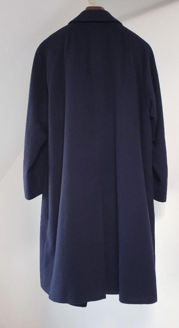 イタリア製カシミヤ100%生地 日本製 ステンカラーコート 黒 ピュアカシミヤ
