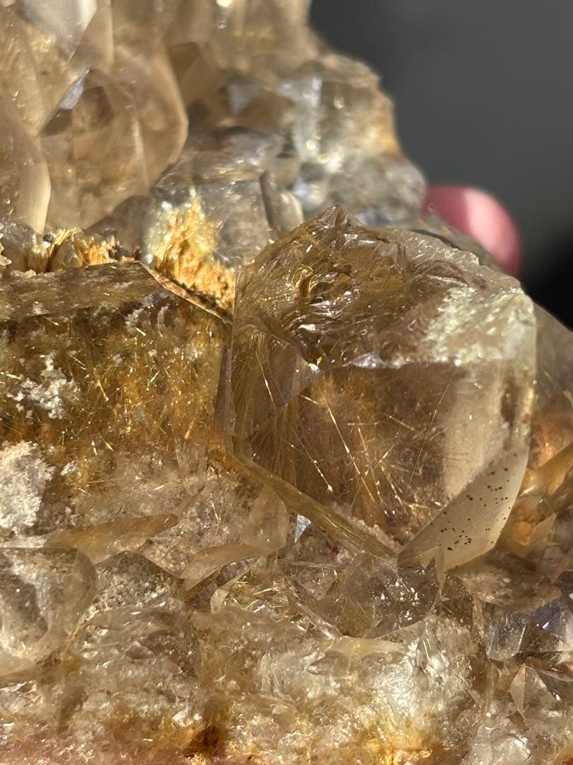 ゴールドルチルクォーツ　クラスター　346g ライトスモーキー　全体ルチルあり