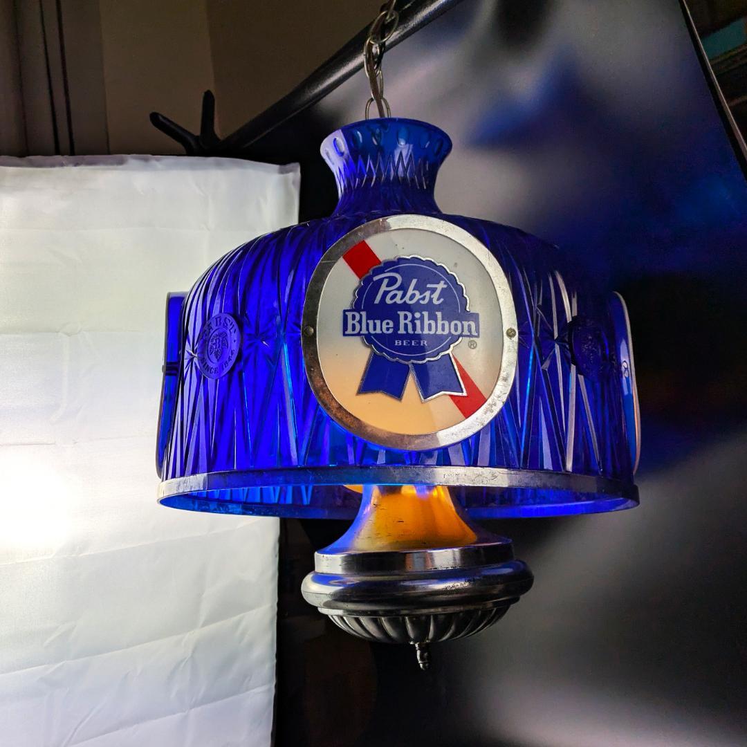 パブストブルーリボン 吊り下げライト ビンテージ照明 点灯確認済 エジソン球付