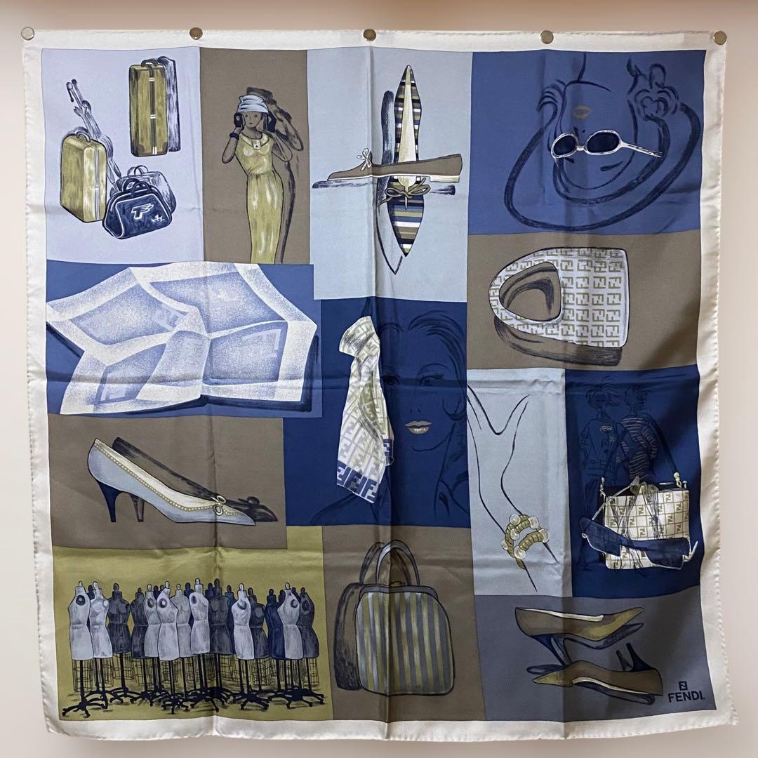 美品 FENDI 大判シルクスカーフ FF ズッカ ズッキーノ バッグ 靴