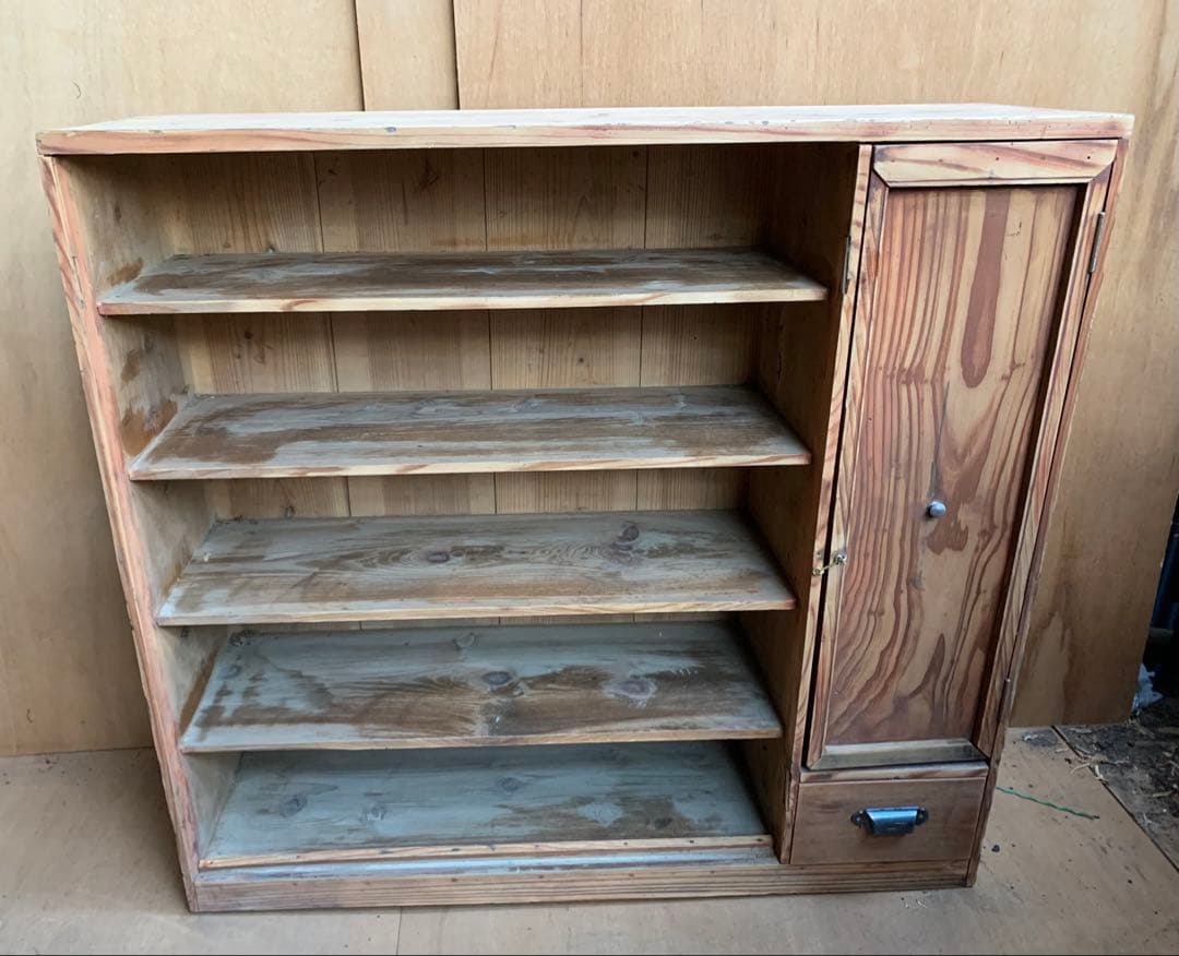 古い木味オールドパイン　収納棚8段引き出し1杯　古松木陳列ケース古食器家具