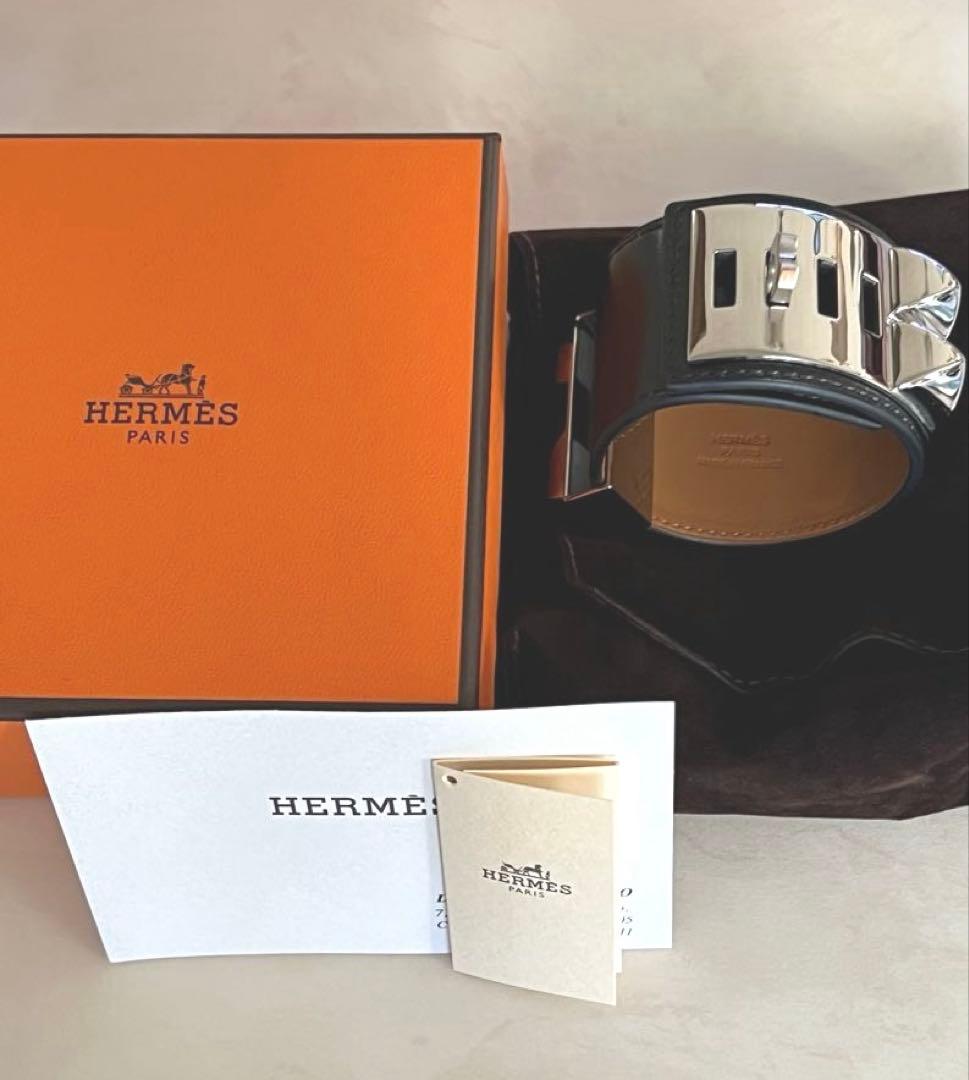 エルメスHERMES　コリエドシアン バングル ブレスレットブラック/シルバー