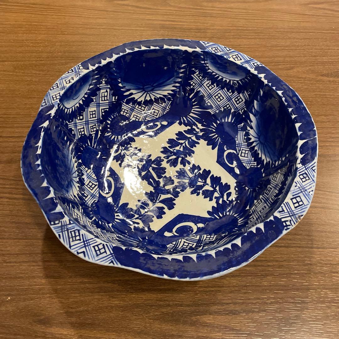 ベロ藍　大鉢　貴重　明治時代