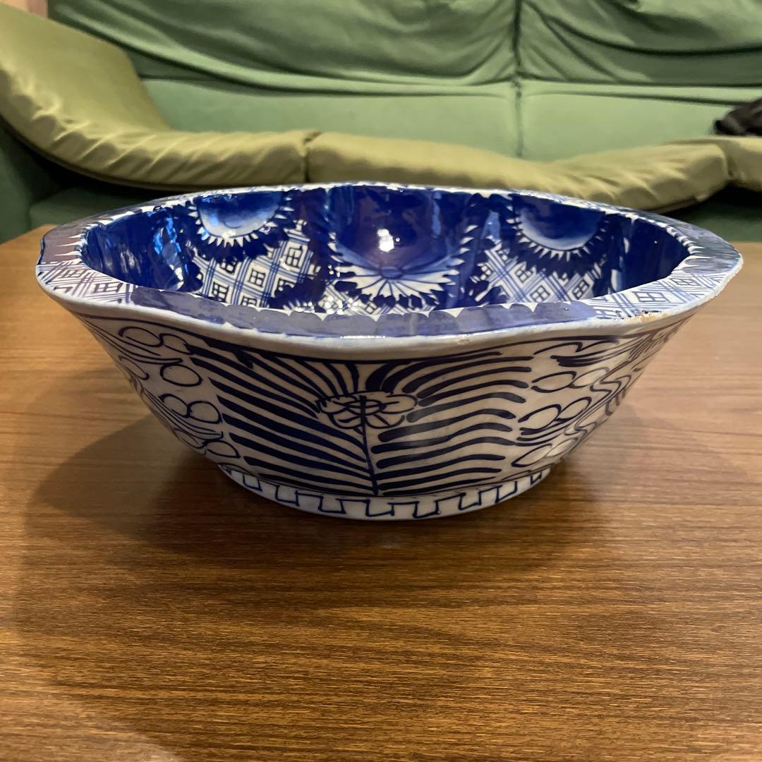 ベロ藍　大鉢　貴重　明治時代