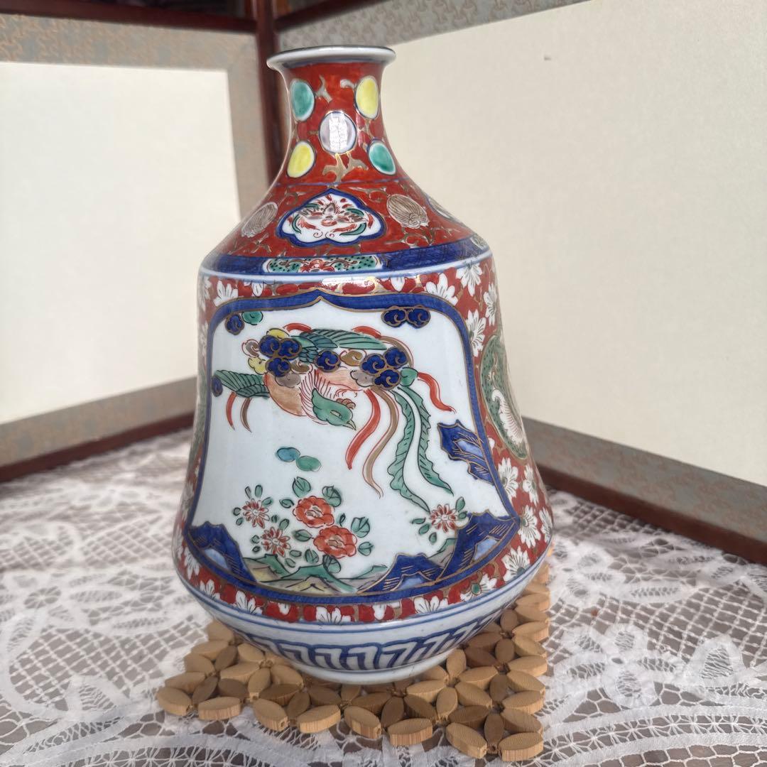 大聖寺伊万里　釣鐘型金彩鳳凰色絵割れニューありません　江戸末期明治前期美品セール