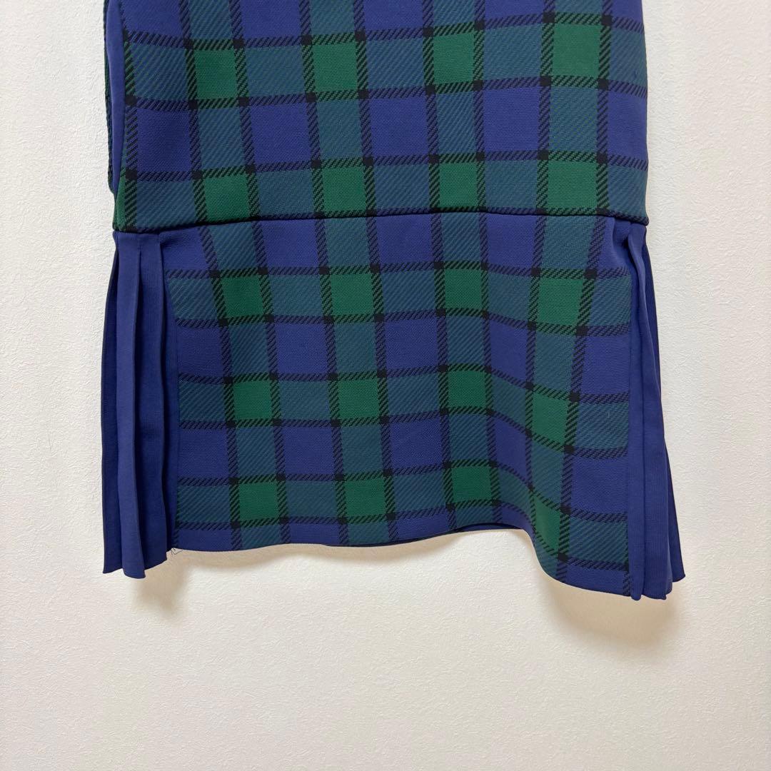 【新品】パーリーゲイツ 光栓 チェック柄 ノースリーブ ワンピース ニット