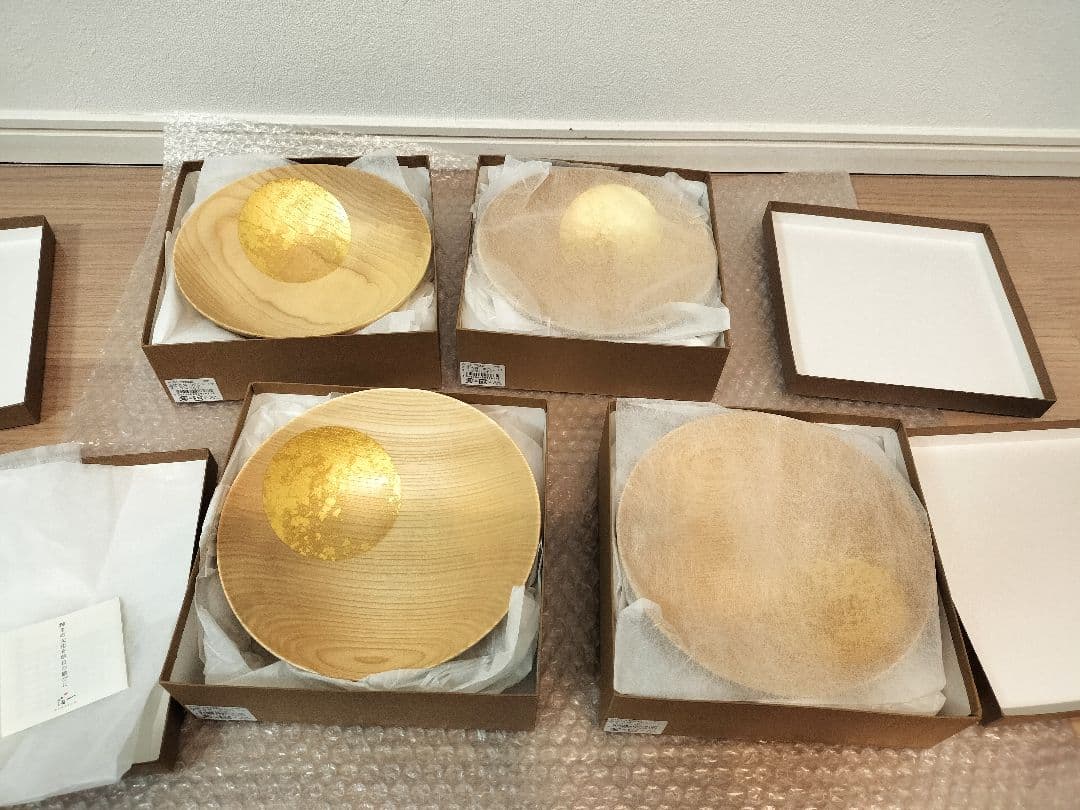 【未使用 新品】箔一 おぼろ月 ６寸 ボウル（ナチュラル）4個セット