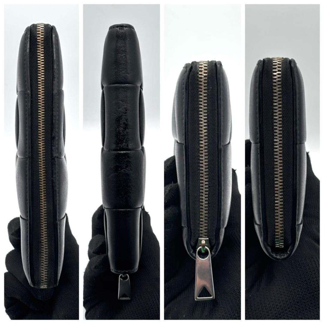 美品 IC ボッテガヴェネタ 箱袋付属 カセット ラウンドファスナー 長財布 黒