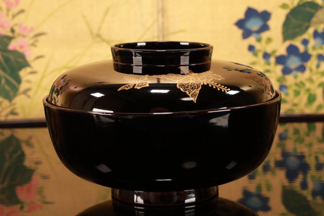 tatsuya　BJ133　時代輪島　加賀蒔絵　鶏図　吸物椀　十一客　木製