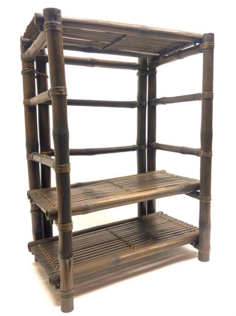 ★輸入品）アジアン家具：竹製3段シェルフ