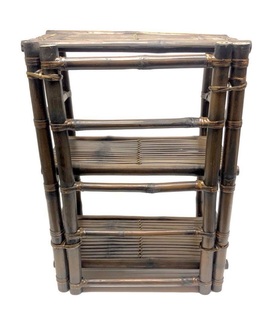 ★輸入品）アジアン家具：竹製3段シェルフ