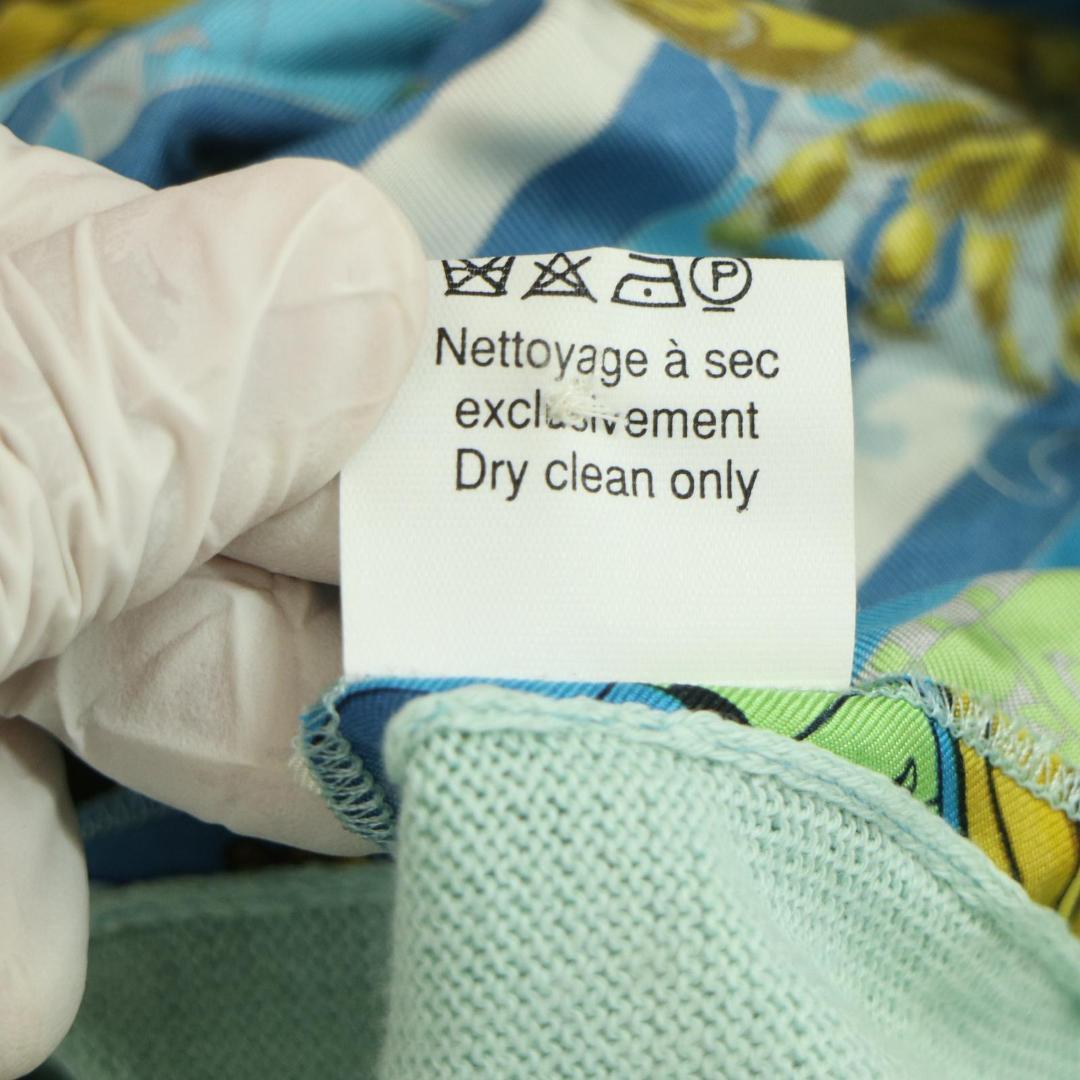 良品 エルメス 切替ポロシャツ 総柄 シルクカシミヤ 半袖 M レディース