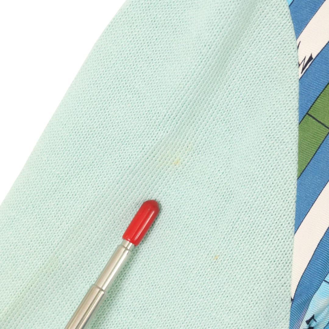 良品 エルメス 切替ポロシャツ 総柄 シルクカシミヤ 半袖 M レディース