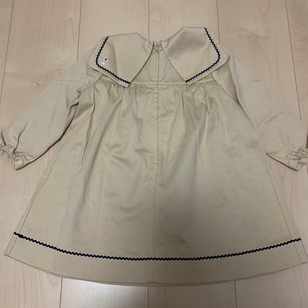 ベージュ セーラー襟 ワンピース 90