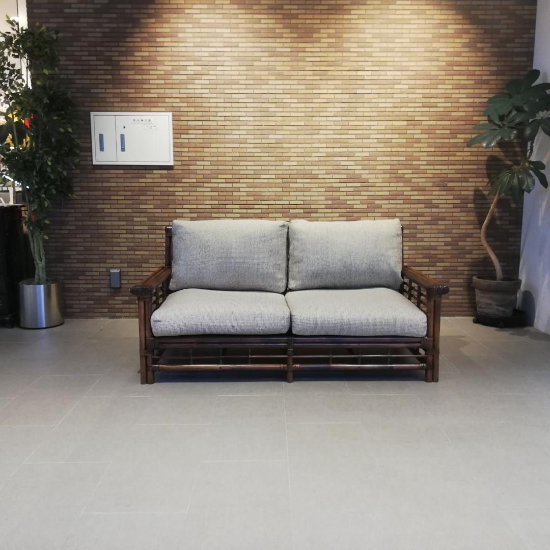 美品♠Kazama/カザマ ノネットシリーズ ラタンソファ