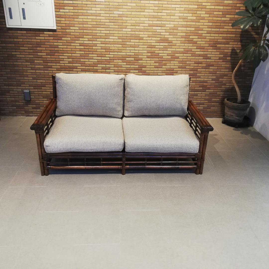 美品♠Kazama/カザマ ノネットシリーズ ラタンソファ