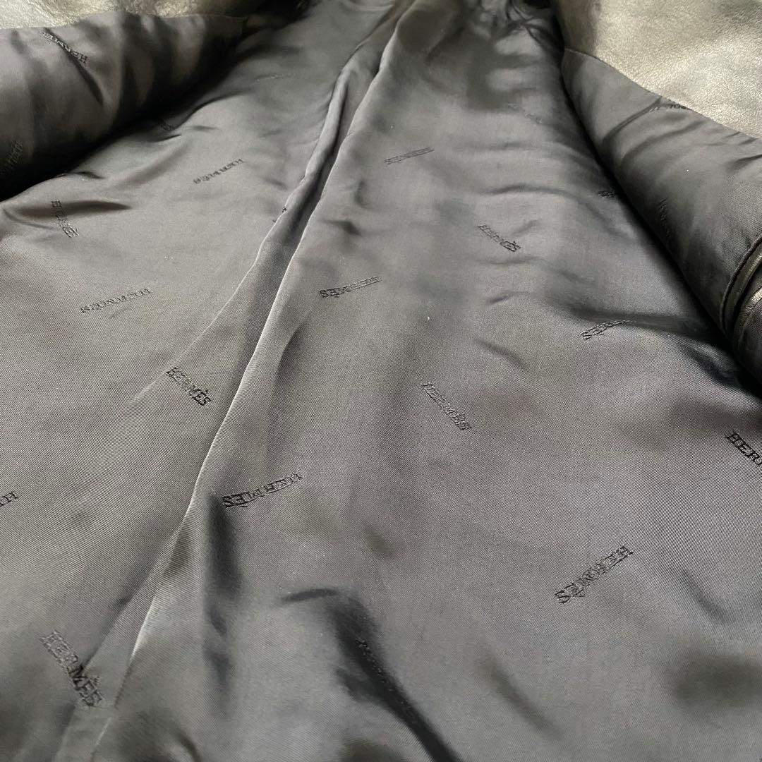 【極美品】 エルメス レザージャケット ラムレザー サイズ52 ブラックタグ有り