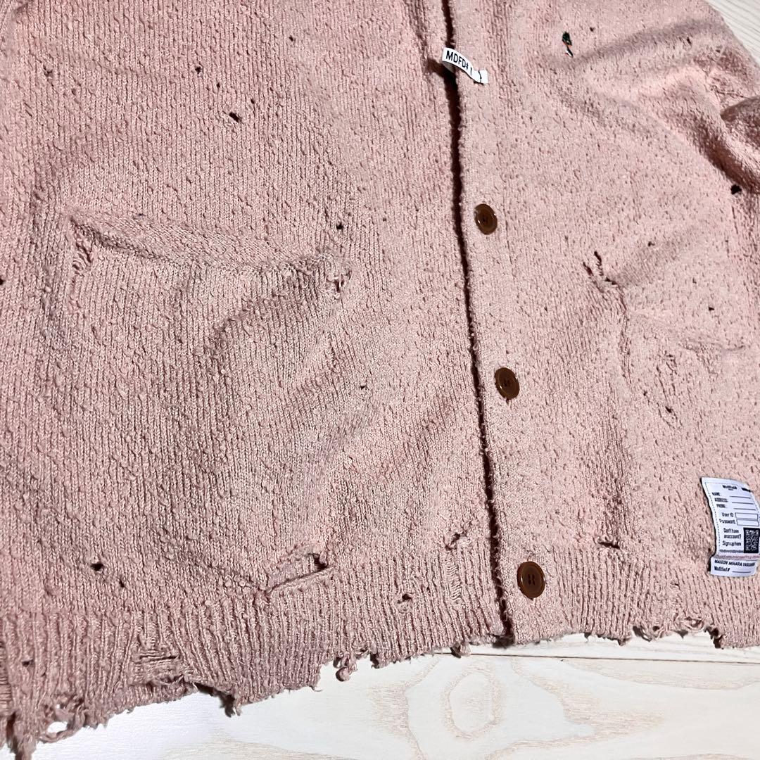 メゾンミハラヤスヒロ　ダメージニットカーディガン　ピンク　佐久間大介着用　24年