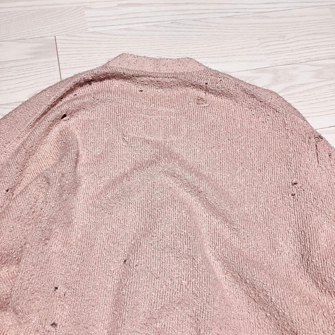 メゾンミハラヤスヒロ　ダメージニットカーディガン　ピンク　佐久間大介着用　24年